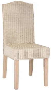 Odette Wicker Dining Chair Set of 2 in White Washed
