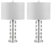 Frances Table Lamp Set in Clear & Off White