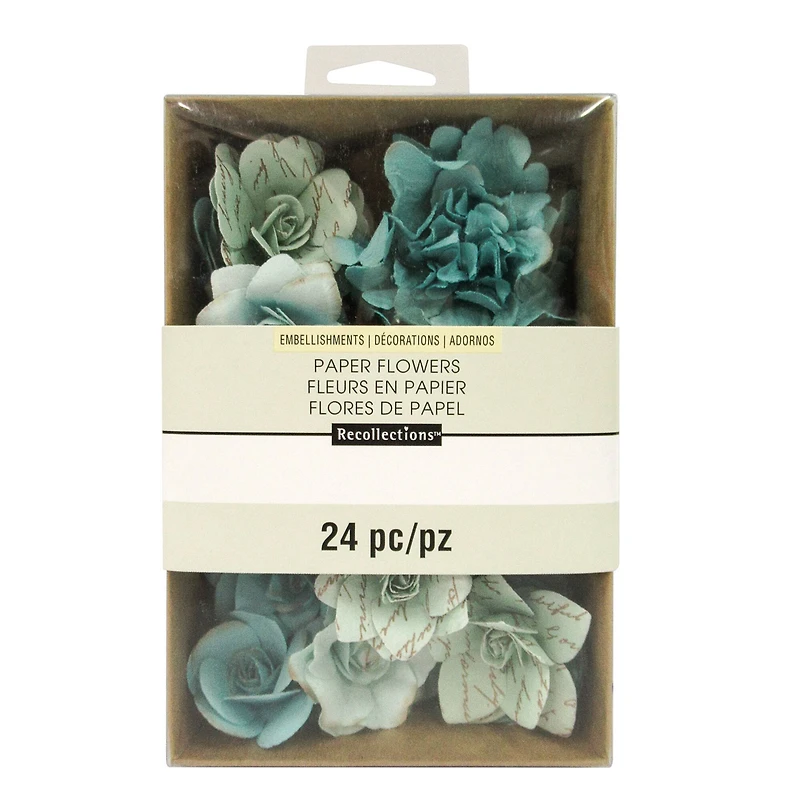 Blue Mulberry Printed Paper Flower Embellishments By Recollections™