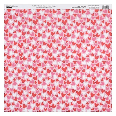 Red, Pink & White Hearts Scrapbook Paper by Recollections®, 12" x 12"