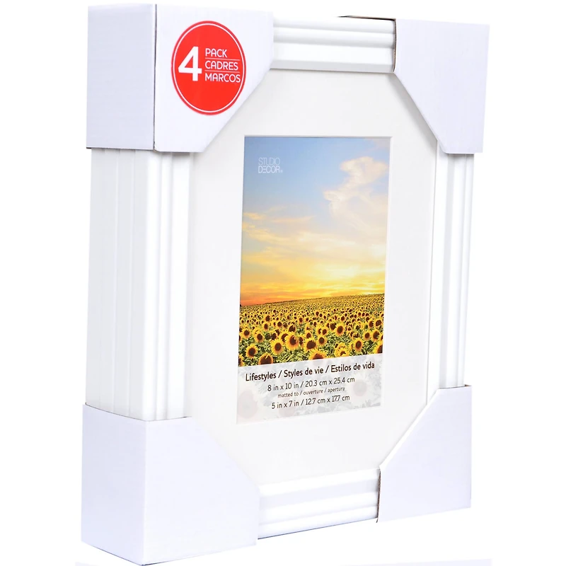 4 Pack Lifestyles 5" x 7" White Frames with Mat by Studio Décor®