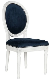 Holloway Oval Side Chair Set of 2 in Velvet Navy & Cream