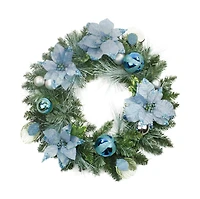 24" Ball Ornaments & Poinsettias Artificial Wreath