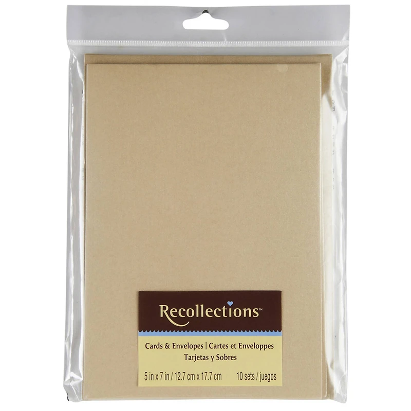 12 Packs: 10 ct. (120 total) Gold Shimmer Cards & Envelopes by Recollections™, 5" x 7"