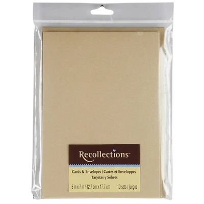 12 Packs: 10 ct. (120 total) Gold Shimmer Cards & Envelopes by Recollections™, 5" x 7"