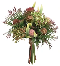Green & Burgundy Protea Thistle & Sedum Bouquet