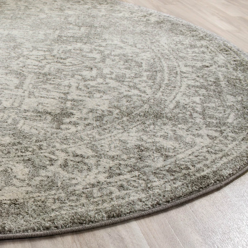 Evoke Distressed Border 3' X 3' Round Area Rug