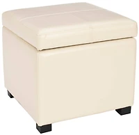 Madison Square Leather Ottoman in Flat Cream