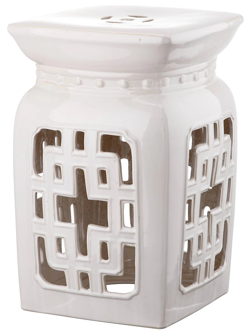 Beijing Filigree Garden Stool in Creme