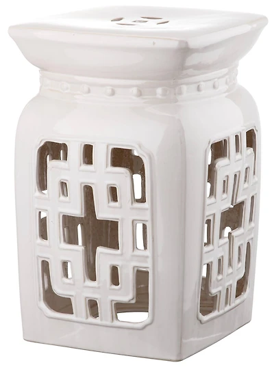 Beijing Filigree Garden Stool in Creme
