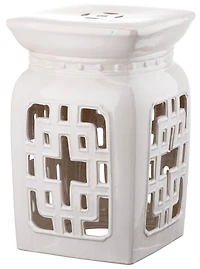 Beijing Filigree Garden Stool in Creme