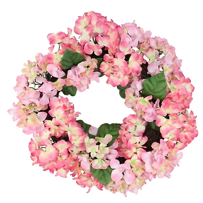 22" Pink & Green Hydrangea Floral Wreath