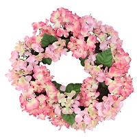 22" Pink & Green Hydrangea Floral Wreath