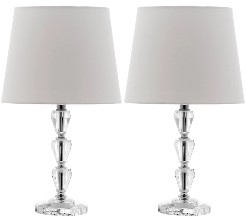 Dylan Tiered Crystal Orb Lamp Set in Clear & White