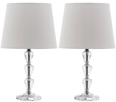 Dylan Tiered Crystal Orb Lamp Set in Clear & White