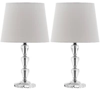 Dylan Tiered Crystal Orb Lamp Set in Clear & White