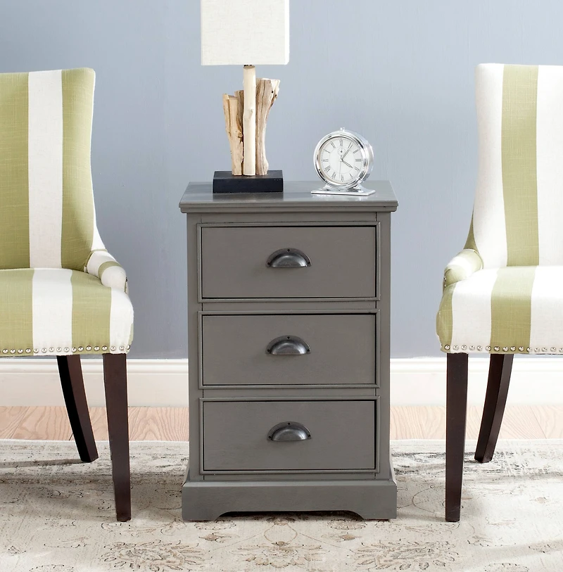 Griffin 3 Drawer Side Table in Grey