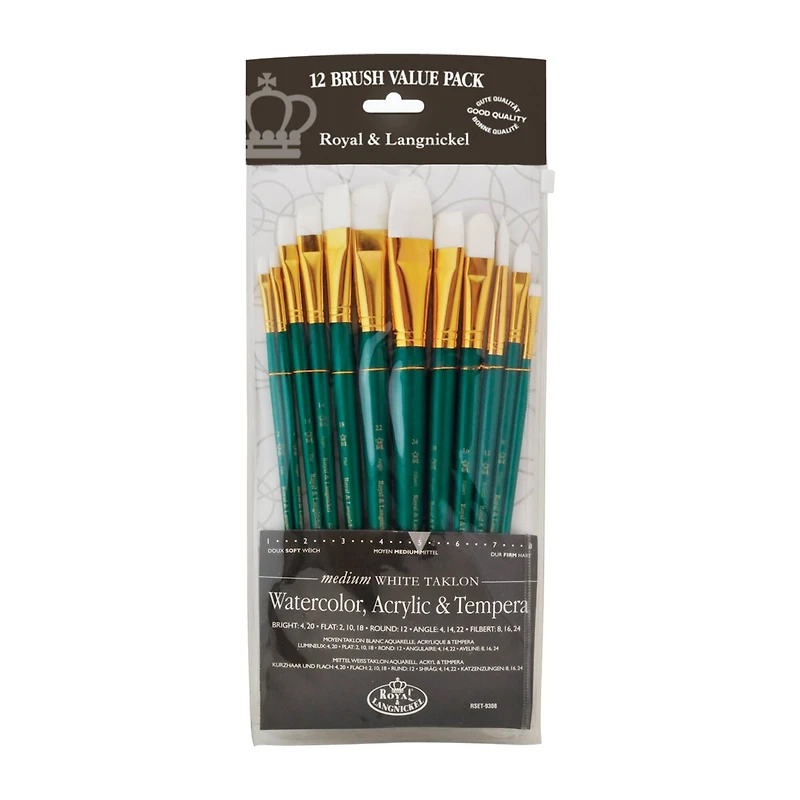 Royal & Langnickel® Zip N' Close White Taklon Filbert Short Handle Set