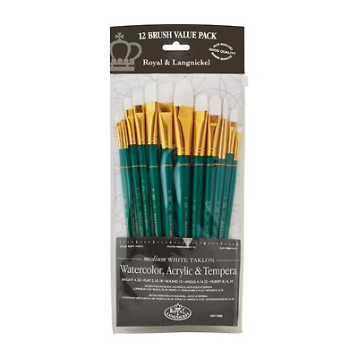 Royal & Langnickel® Zip N' Close White Taklon Filbert Short Handle Set