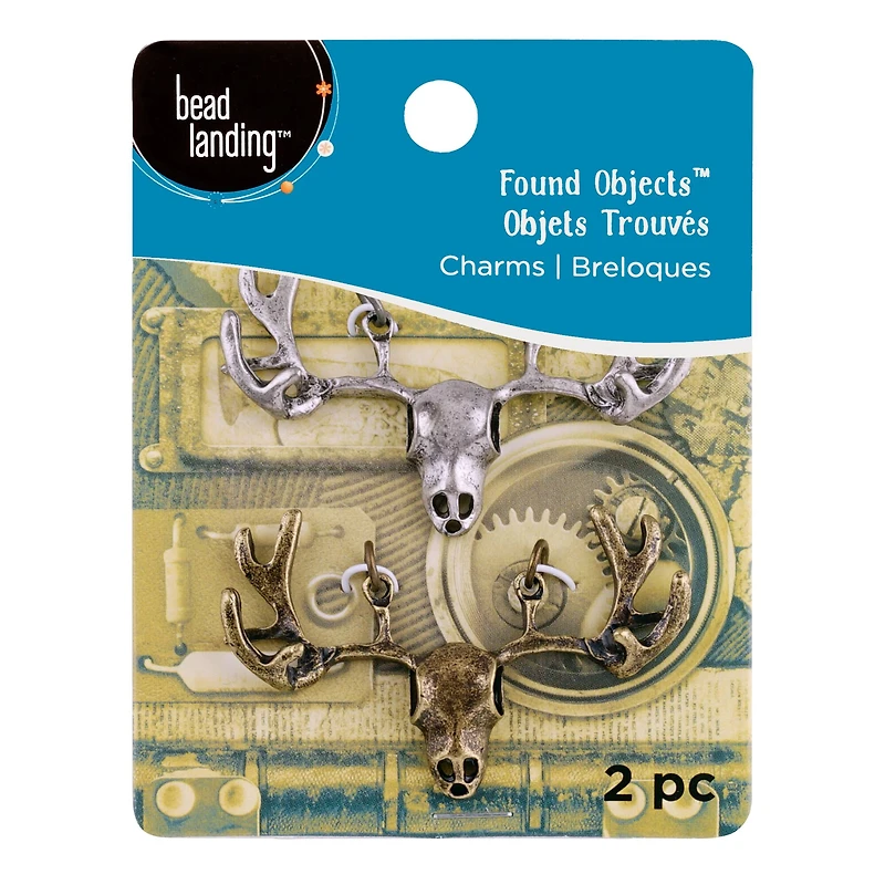 Found Objects™ Oxidized Brass & Silver Elk Charms By Bead Landing™