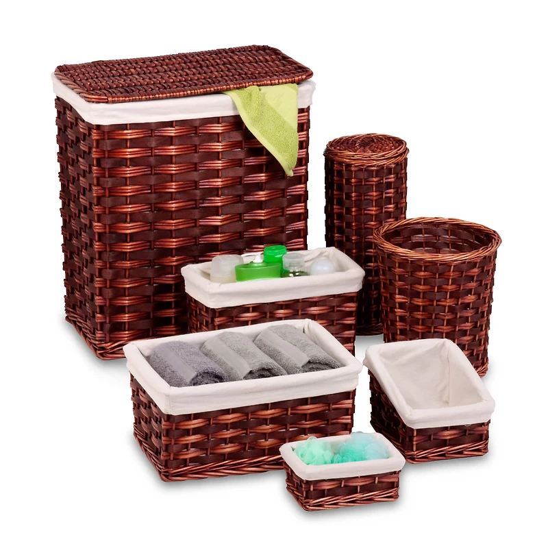 Honey Can Do Chocolate Brown Wicker Hamper Kit, 7 Piece