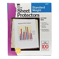 Clear Letter Size Standard Weight Sheet Protectors, Box of 100