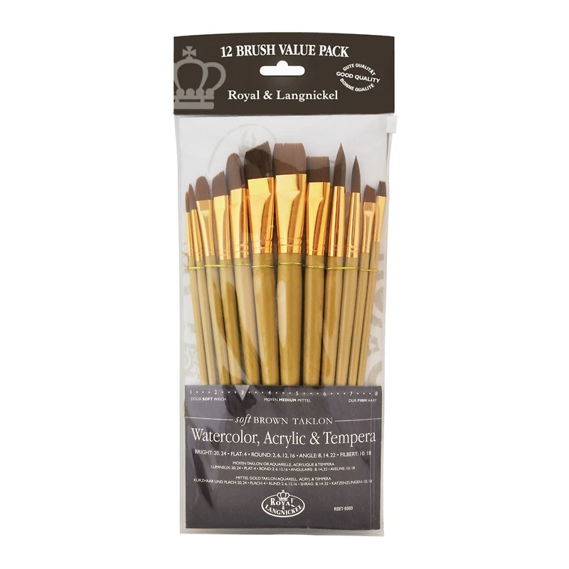 Royal & Langnickel® Zip N' Close Brown Taklon Brush Set