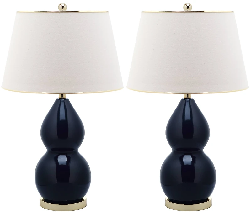 Jill Two Gourd Table Lamp Set in Navy
