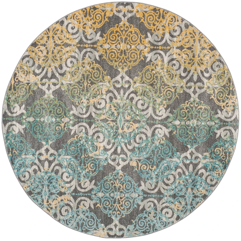 Evoke Damask 3' X 3' Round Area Rug