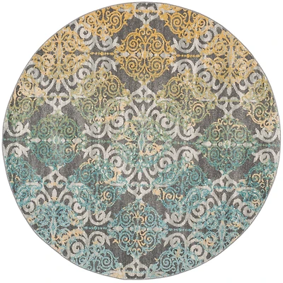 Evoke Damask 3' X 3' Round Area Rug