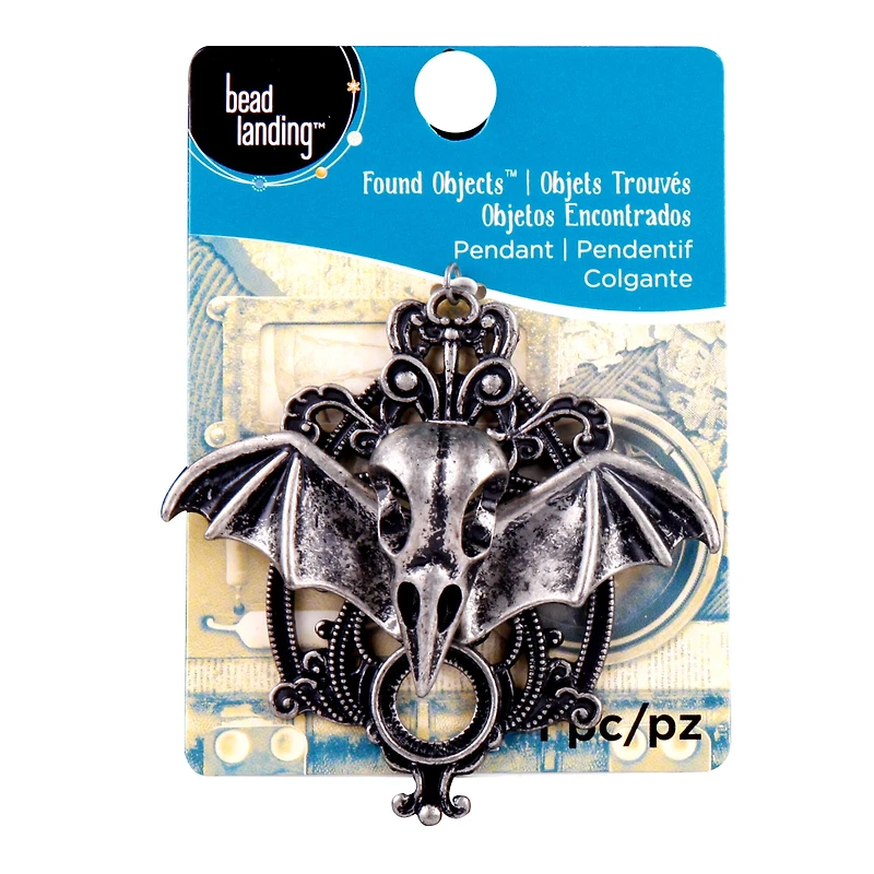 Found Objects™ Oxidized Silver Bat Pendant By Bead Landing™