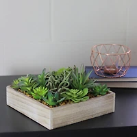 10" Green Artificial Succulent Arrangement in Garden Box