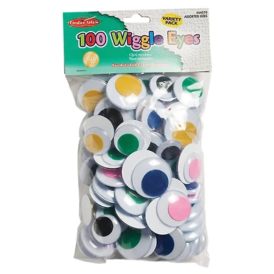 Jumbo Round Assorted Colors & Sizes Wiggle Eyes, Pack of 100