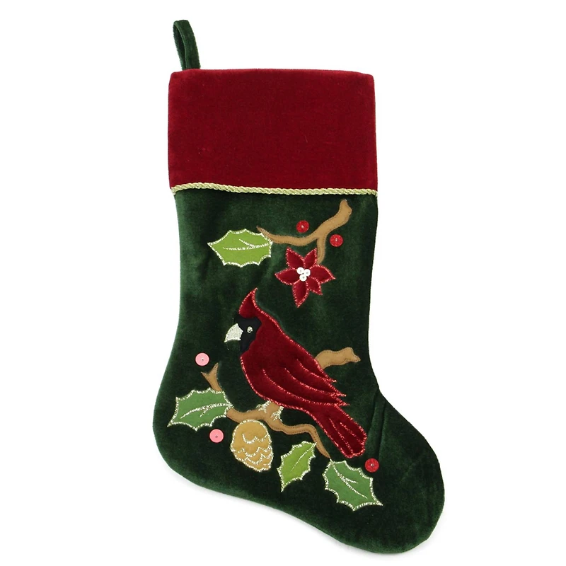 20" Cardinal Applique Christmas Stocking