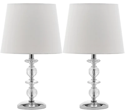 Derry Stacked Crystal Orb Lamp Set in White