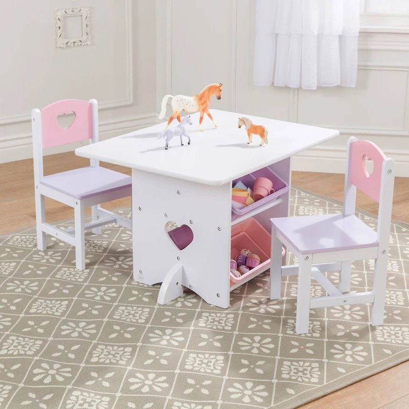 KidKraft White Heart Table & Chair Set