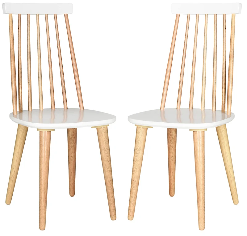 Burris Side Chair Set of 2 in Natural & White