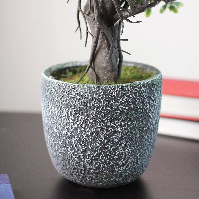 21" Artificial Bonsai Tree in Round Stone Pot