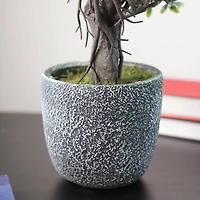 21" Artificial Bonsai Tree in Round Stone Pot