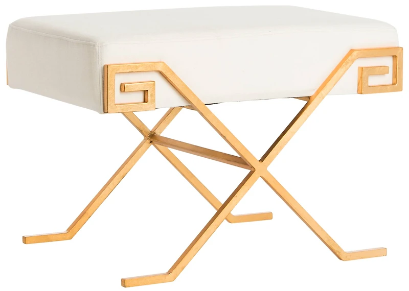 Luna Greek Key Bench in Light Beige