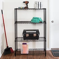 Honey Can Do 4-Tier 54" Black Storage Shelves, 350 lbs. Capacity