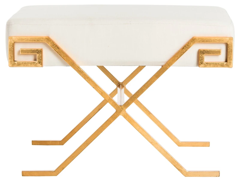 Luna Greek Key Bench in Light Beige