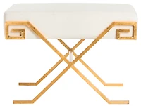 Luna Greek Key Bench in Light Beige