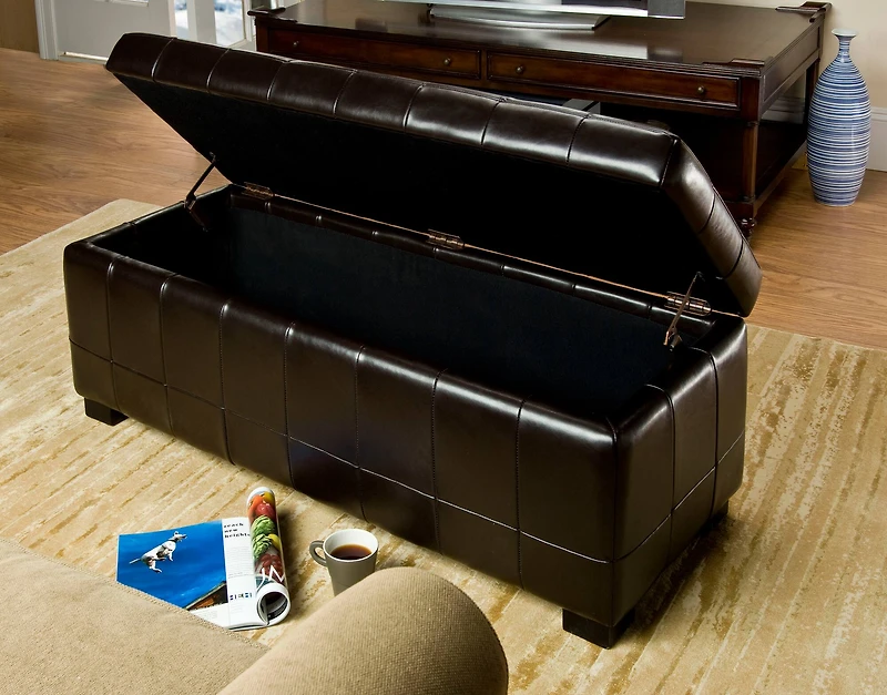 Manhattan Large Storage Ottoman in Brown