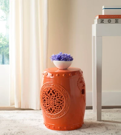 Flower Drum Garden Stool in Orange