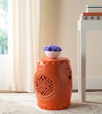 Flower Drum Garden Stool in Orange