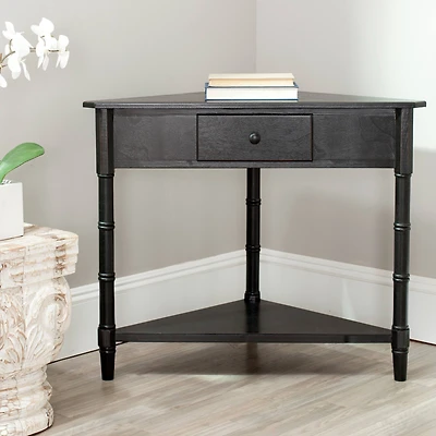 Gomez Corner Table in Distressed Black