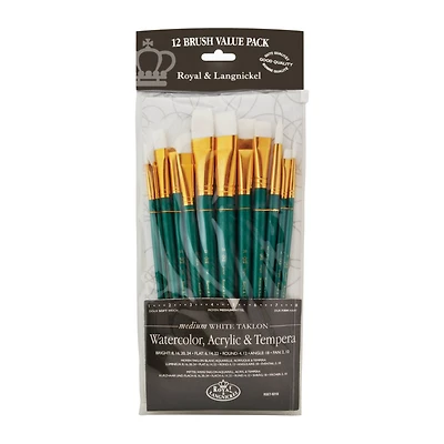 Royal & Langnickel® Zip N' Close White Taklon Bright Short Handle Set