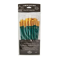 Royal & Langnickel® Zip N' Close White Taklon Bright Short Handle Set