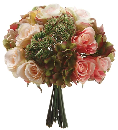 Pink & Green Hydrangea, Rose & Sedum Bouquet
